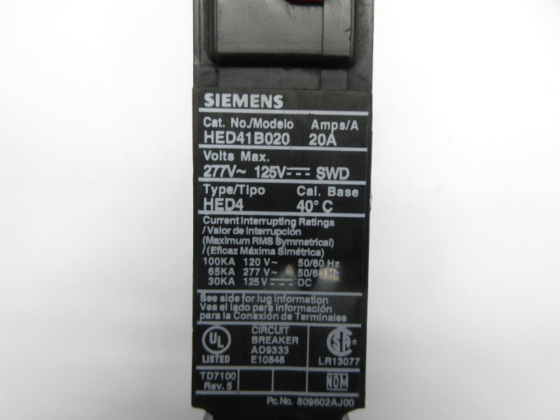 SIEMENS HED41B020 277V 20A NSNP
