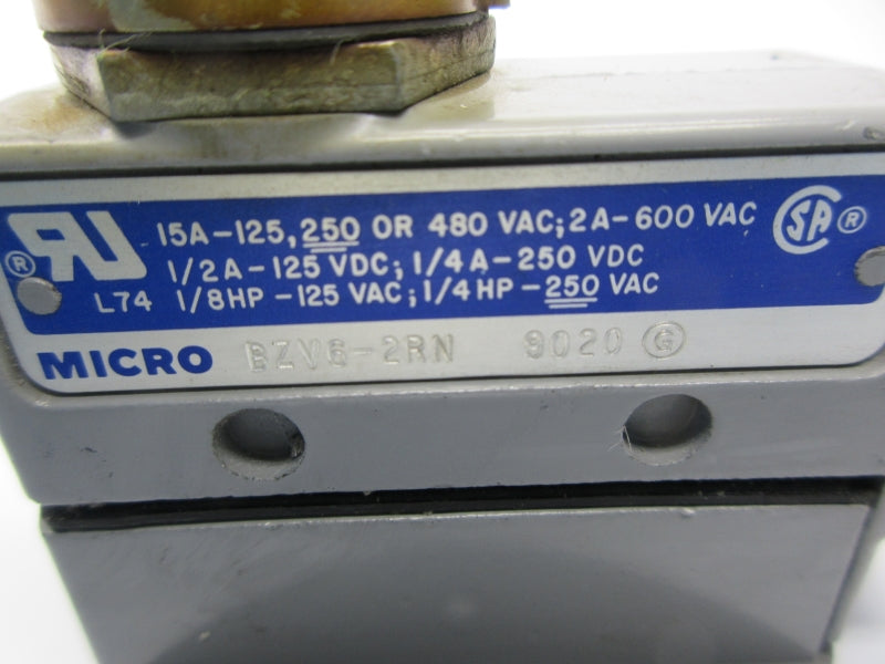 MICRO SWITCH BZV6-2RN 600VAC 2A NSNP