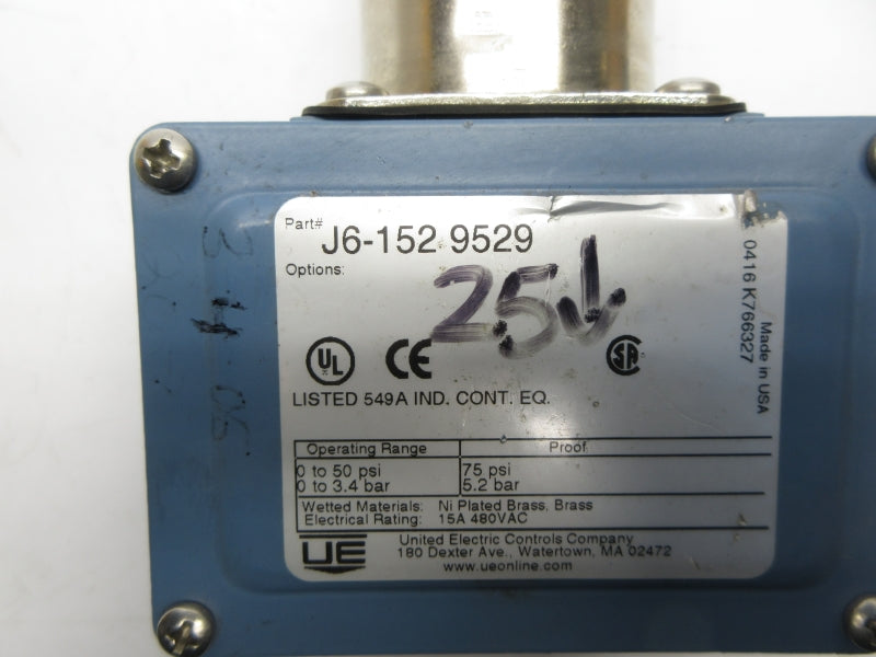 UNITED ELECTRIC J6-152-9529 480VAC 15A 0-50PSI UNMP