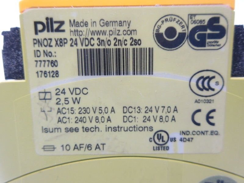 PILZ PNOZX8P24VDC3N/O2N/C2SO 777760 24VDC NSMP