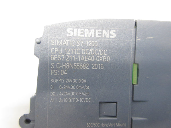 SIEMENS 6ES7211-1AE40-0XB0 24VDC 0.9A (AS PICTURED) NSNP