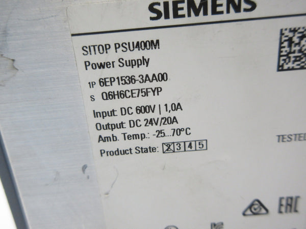SIEMENS 6EP1536-3AA00 600VDC 1.0A NSNP
