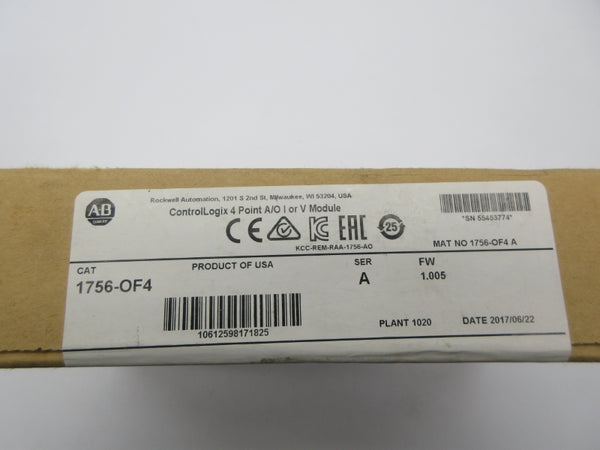 ALLEN BRADLEY 1756-OF4 SER. A F/W 1.005 DATE: 2017 NSFS