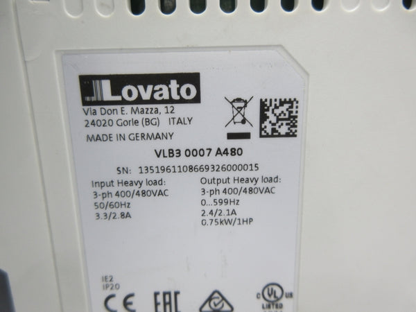 LOVATO VLB30007A480 400/480VAC 3.3/2.8A NSNP
