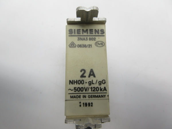SIEMENS 3NA3802 500V 2A NSNP