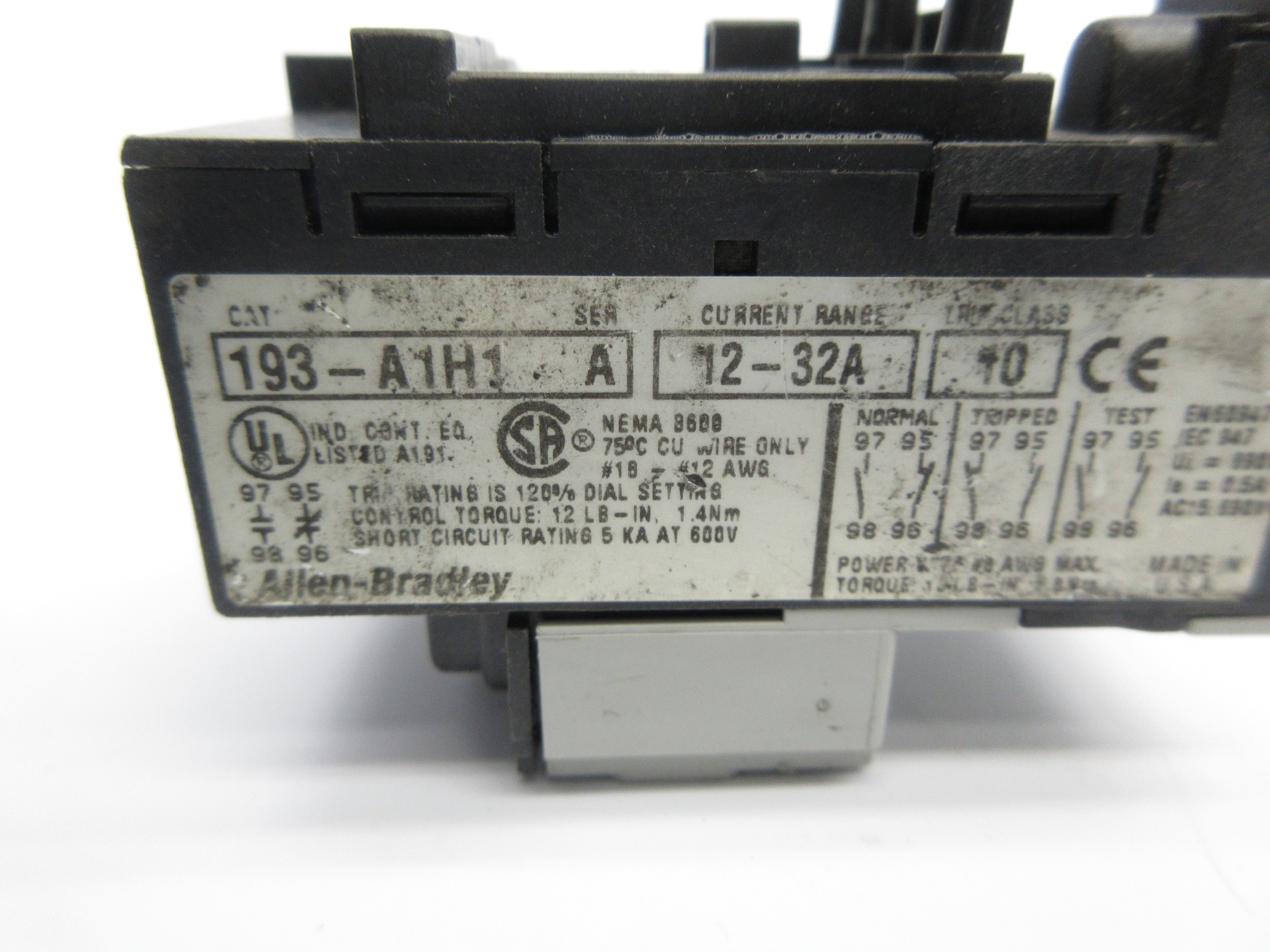 ALLEN BRADLEY 193-A1H1 SER. A 12-32A NSNP