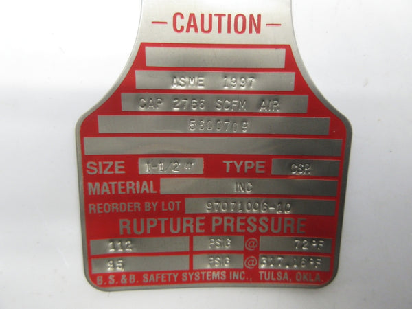 B.S.&B SAFETY SYSTEMS CSR 95/112PSI 1-1/2" NSNP
