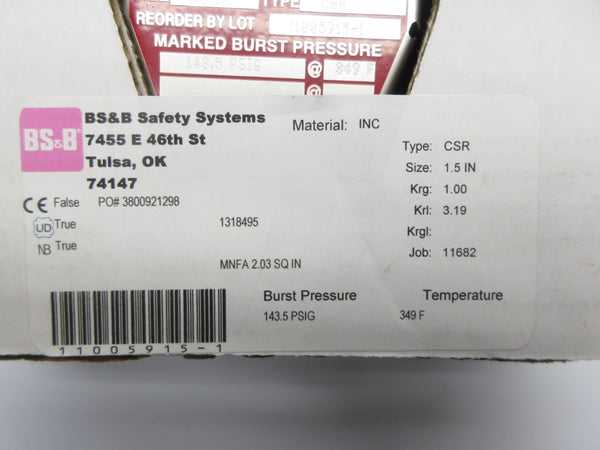 BS&B SYSTEMS CSR 143.5PSI 1.5" NSMP