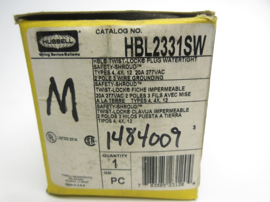 HUBBELL HBL2331SW 277VAC 20A NSMP