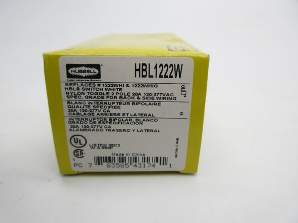 HUBBELL HBL1222W 120-277VAC 20A NSMP