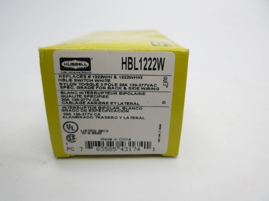 HUBBELL HBL1222W 120-277VAC 20A NSMP