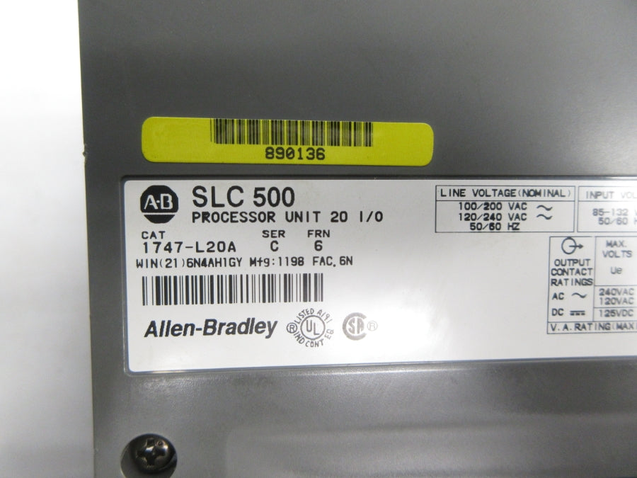 ALLEN BRADLEY 1747-L20A SER. C F/W 6 85-132VAC UNMP