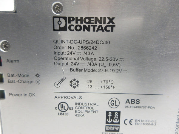 PHOENIX CONTACT QUINT-DC-UPS/24DC/40 2866242 24V 43A NSNP
