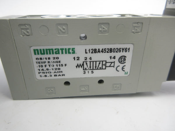 NUMATICS L12BA452B026Y61 24VDC 14.5-120PSI NSNP