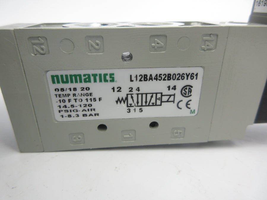 NUMATICS L12BA452B026Y61 24VDC 14.5-120PSI NSNP