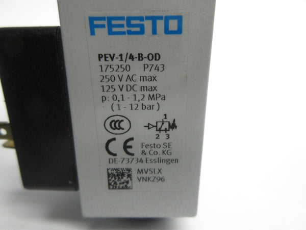 FESTO PEV-1/4-B-OD 175250 250VAC NSNP