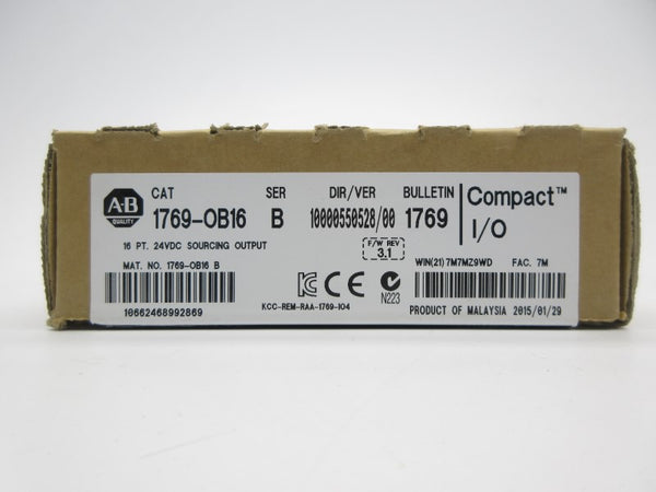 ALLEN BRADLEY 1769-OB16 SER. B F/W 3.1 24VDC DATE: 2015 NSFS