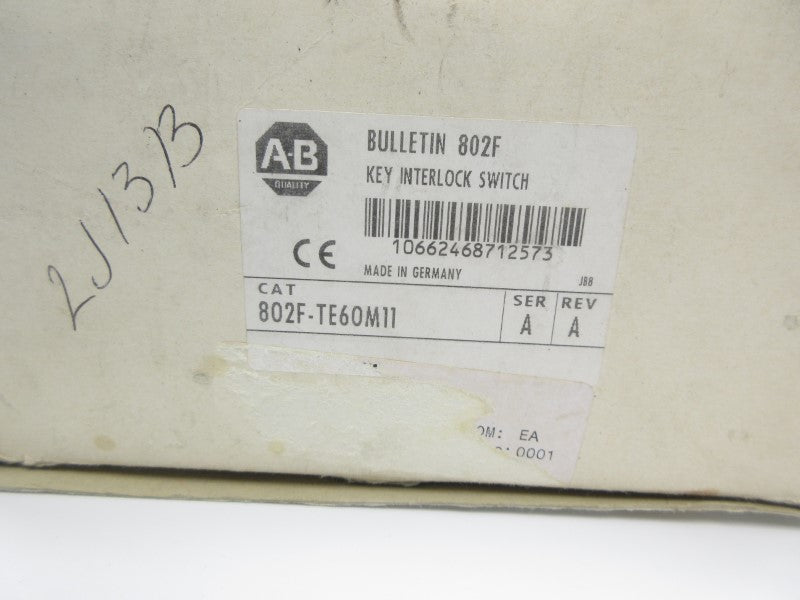 ALLEN BRADLEY 802F-TE60M11 SER. A 250VAC 10A REV. A (WH) NSMP