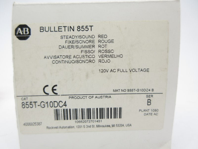 ALLEN BRADLEY 855T-G10DC4 SER. B 120VAC (WH) NSMP