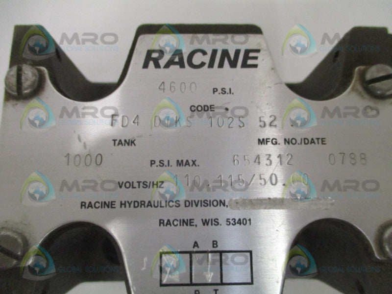 RACINE FD4DTKS102S52 HYDRUALIC SOLENOID VALVE UNMP