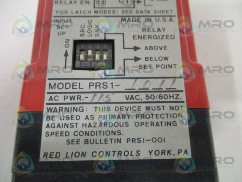 RED LION CONTROLS PRS11011 PLUG-IN SPEED SWITCH RELAY (AS PICTURED) UNMP
