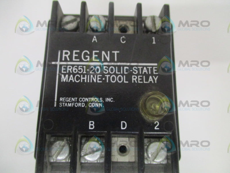 REGENT CONTROLS ER651-20 SOLID-STATE MACHINE TOOL RELAY UNMP
