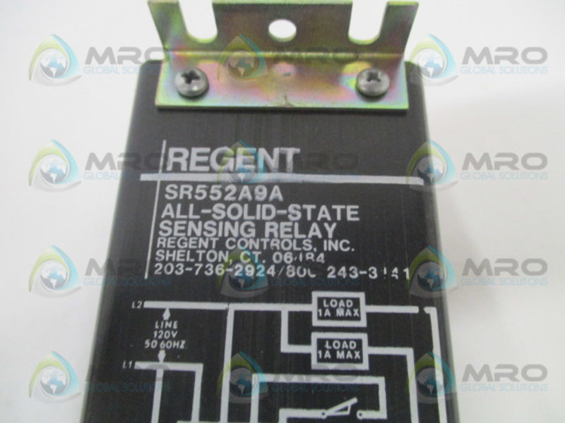 REGENT CONTROLS SR552A9A ALL SOLID STATE SENSING RELAY 120V UNMP