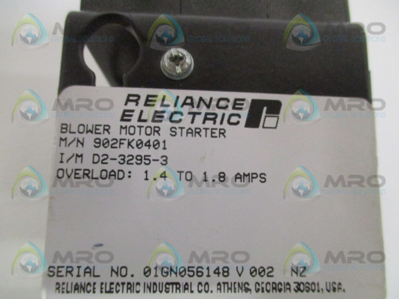RELIANCE ELECTRIC 902FK0401 BLOWER MOTOR STARTER (AS PICTURED) UNMP
