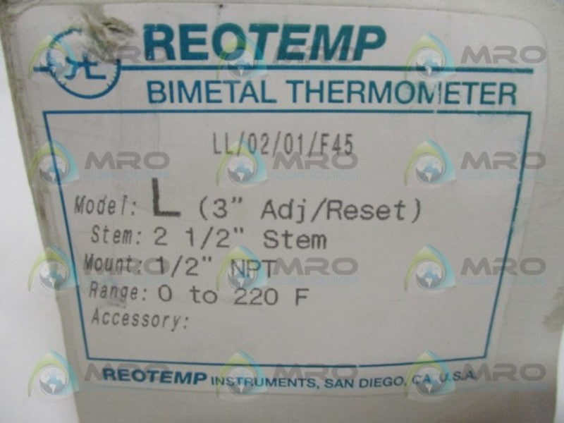 REOTEMP LL/02/01/F45  0-220F 2-1/2" NSMP