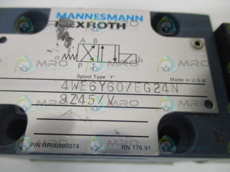 MANNESMANN REXROTH 4WE6Y60/EG24N/9Z45/V HYDRUALIC VALVE NSNP