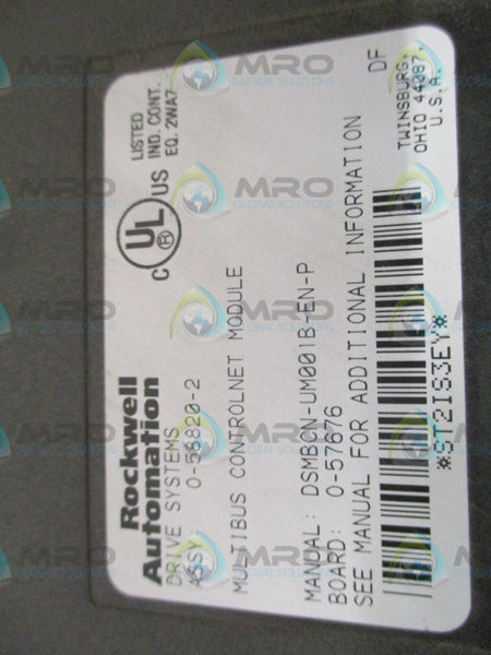 ROCKWELL AUTOMATION 0-58820-2 MULTIBUS CONTROLNET MODULE UNMP