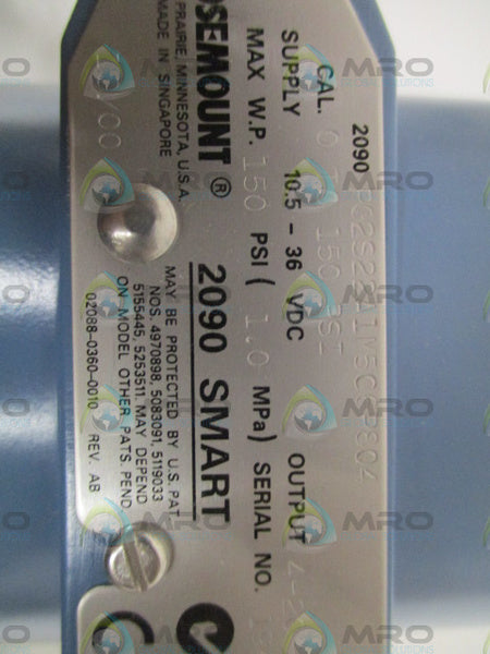 ROSEMOUNT 2090 SMART 2090PG2S22A1M5C6P8Q4 PRESSURE TRANSMITTER NSMP