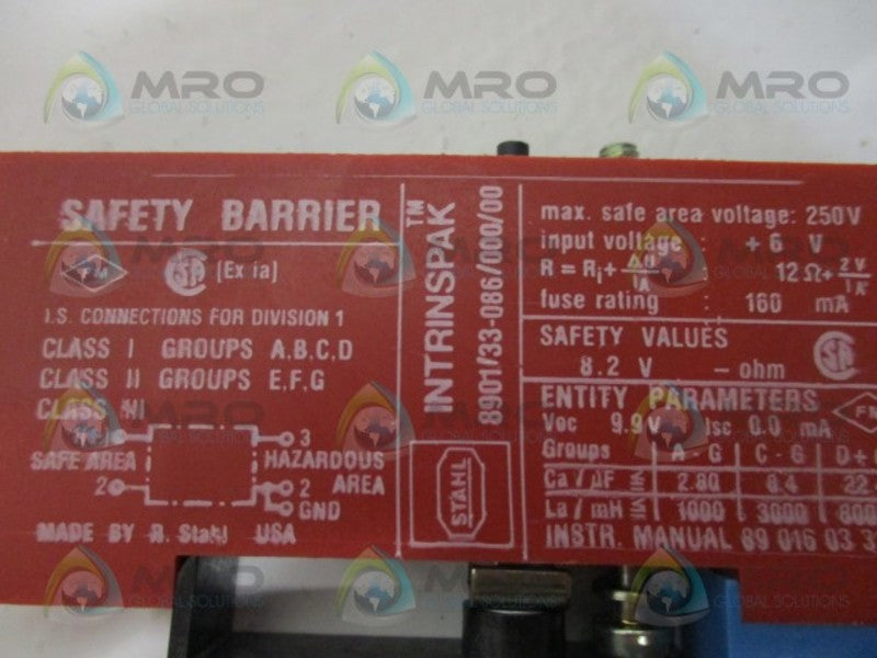 STAHL INTRINSPAK 8901/33-086/000/00 SAFETY BARRIER NSMP