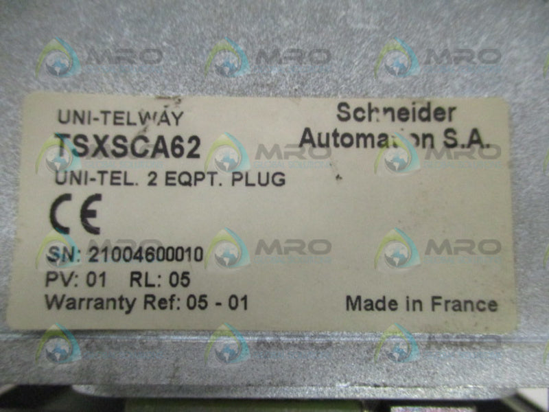 SCHNEIDER UNI-TELWAY TSXSCA62 2-EQUIPMENT PLUG JUNCTION BOX NSNP