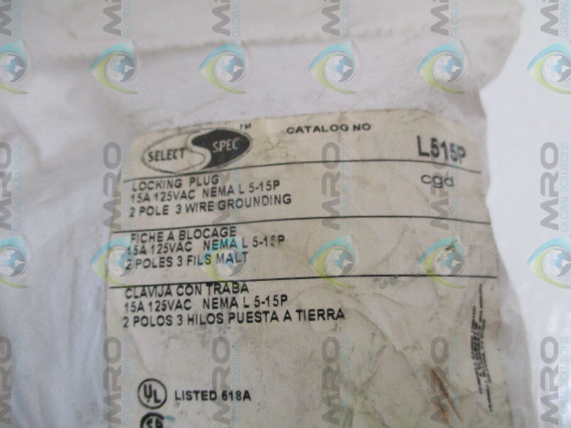 SELECT SPEC L515P LOCKING PLUG NSMP
