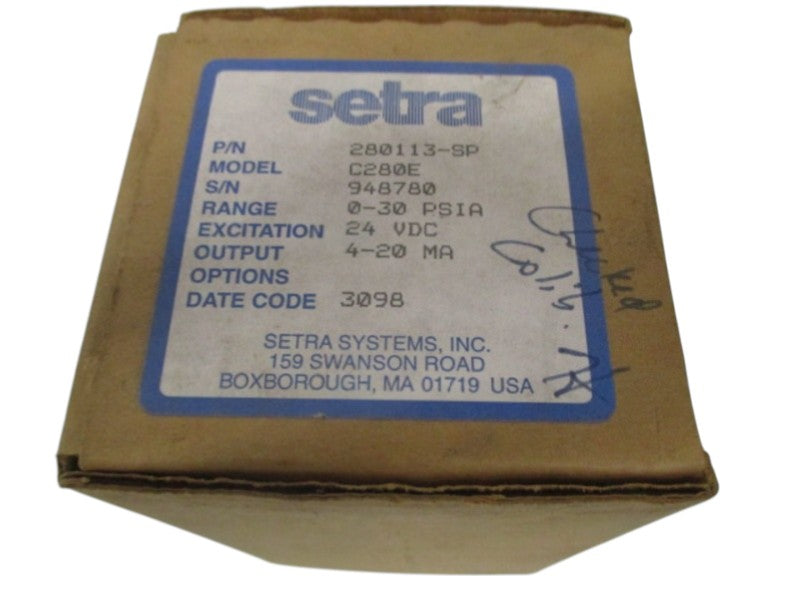 SETRA C280E-30-PSIA 280113-SP PRESSURE TRANSMITTER 0-30 PSIA NSMP