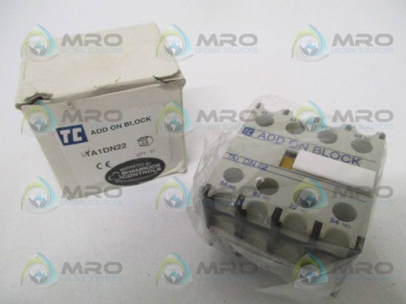 SHAMROCK CONTROLS TA1DN22 AUXILIARY CONTACT BLOCK NSMP