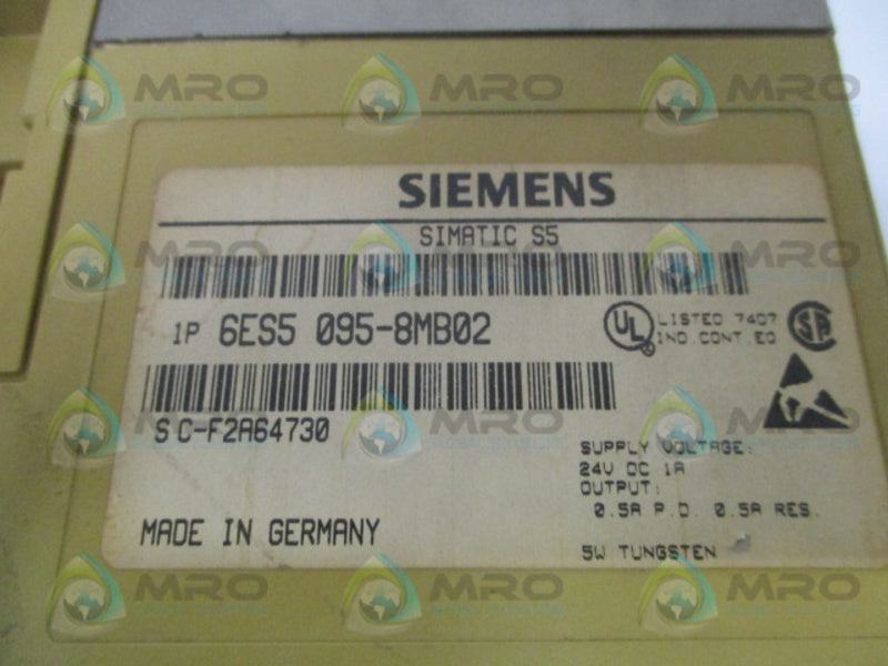 SIEMENS SIMATIC S5-95U 6ES5095-8MB02 COMPACT CONTROLLER  UNMP