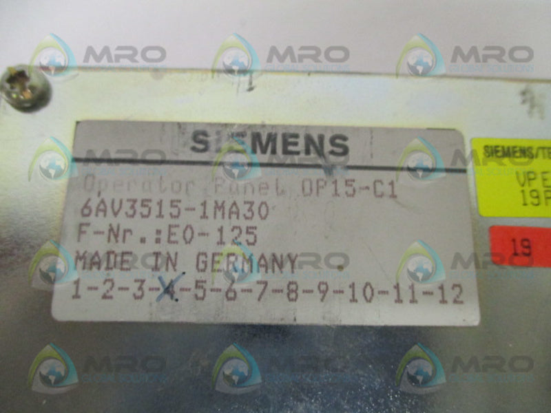 SIEMENS COROS OP15-C1 6AV3515-1MA30 OPERATOR PANEL UNMP