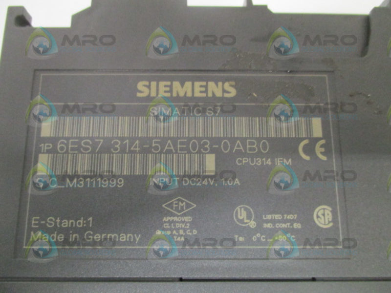 SIEMENS SIMATIC S7 6ES7314-5AE03-0AB0 CONTROLLER UNMP