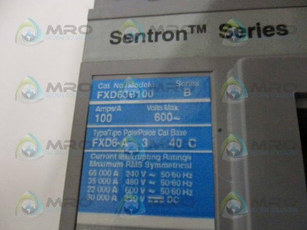 SIEMENS FXD63B100L CIRCUIT BREAKER 100A NSMP