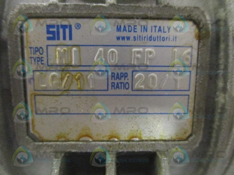 SITI MI40FPI6 GEAR SPEED REDUCER RATIO: 20/1 NSNP