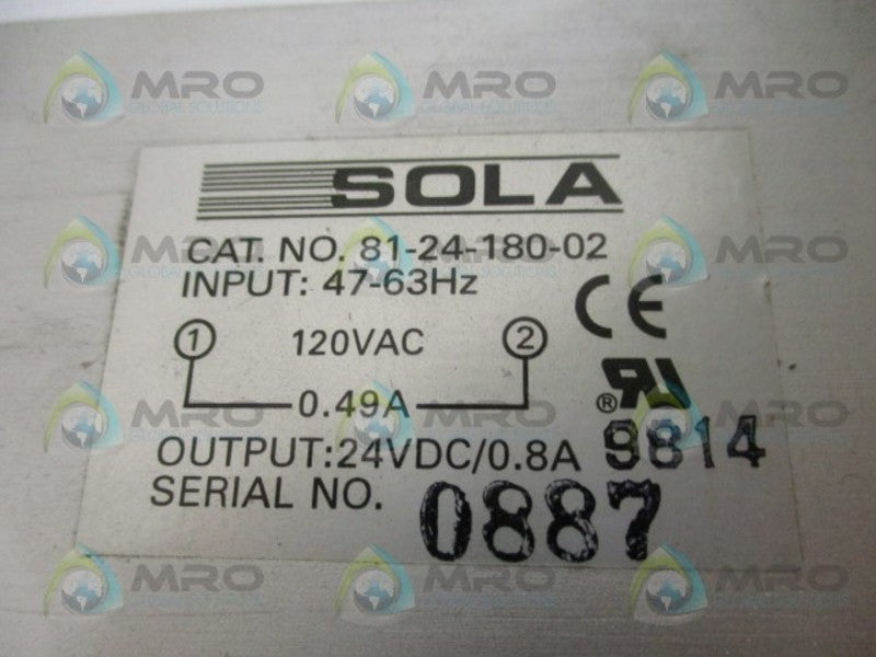 SOLA 81-24-180-02 POWER SUPPLY UNMP