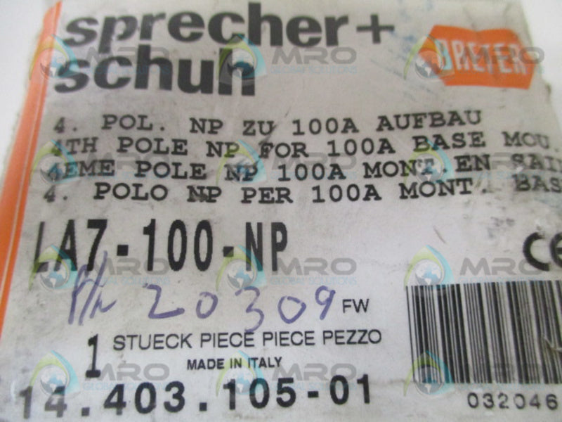 SPRECHER+SCHUH LA7-100-NP DISCONNECT SWITCH NSMP
