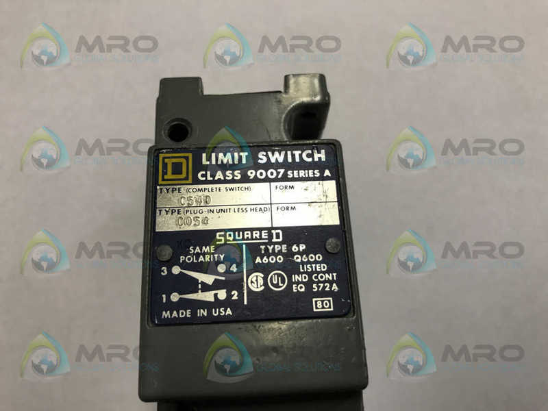 SQUARE D 9007-C54D LIMIT SWITCH (AS PICTURED) UNMP
