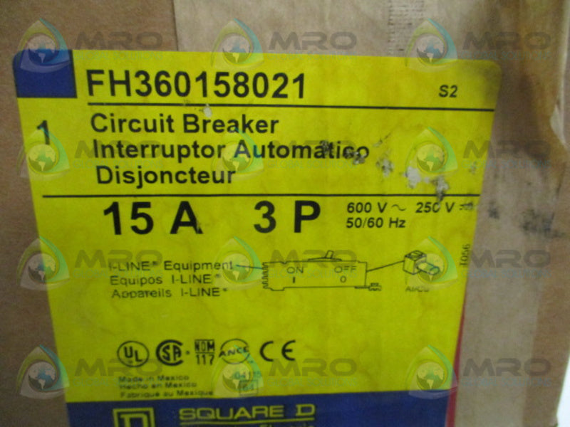 SQUARE D FH360158021 CIRCUIT BREAKER 15A (GREY) NSMP