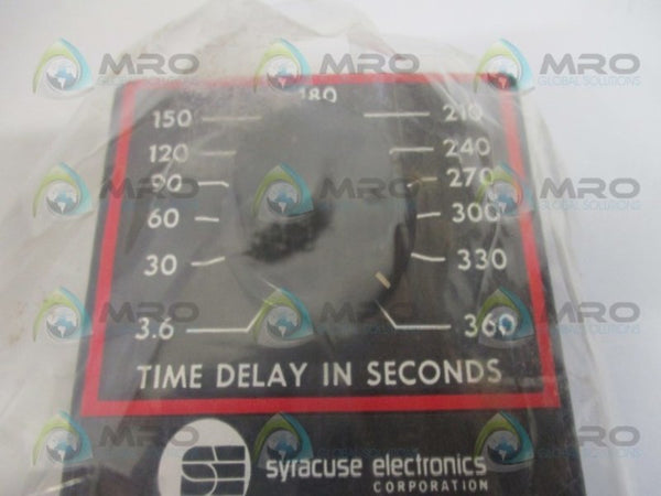 SYRACUSE ELECTRONICS TE-13332 TIME DELAY RELAY 3.6-360 SEC. 24VAC NSMP