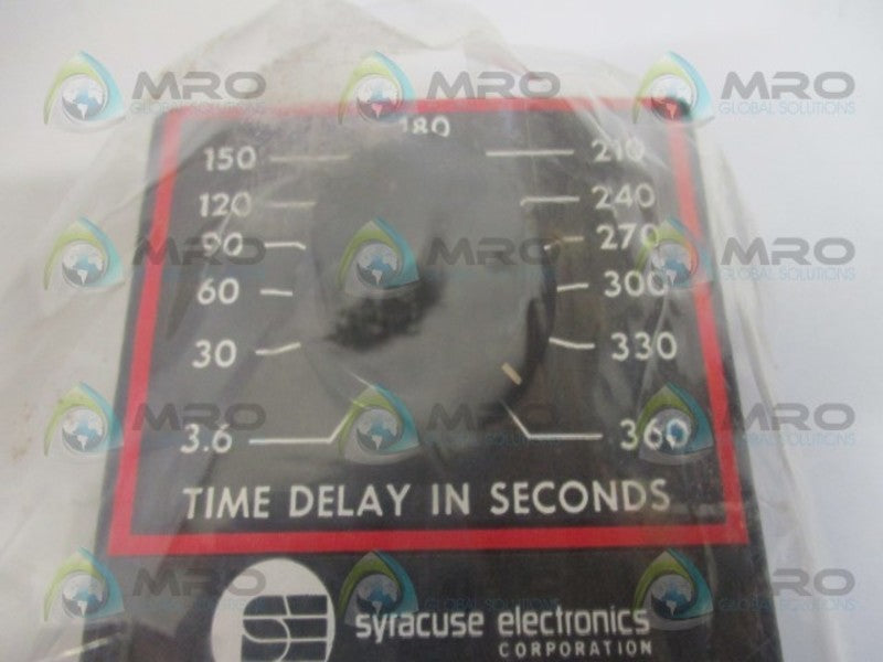 SYRACUSE ELECTRONICS TE-13332 TIME DELAY RELAY 3.6-360 SEC. 24VAC NSMP