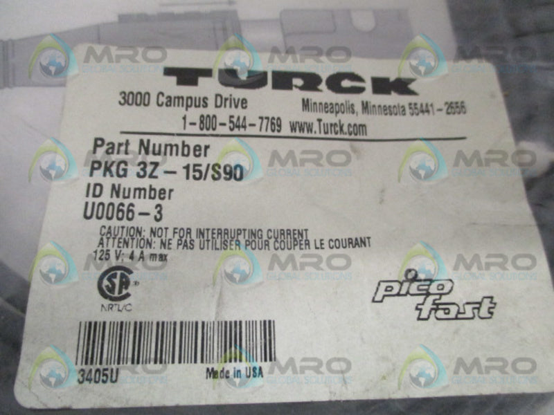 TURCK PKG3Z-15/S90 MOLDED CORDSET NSMP