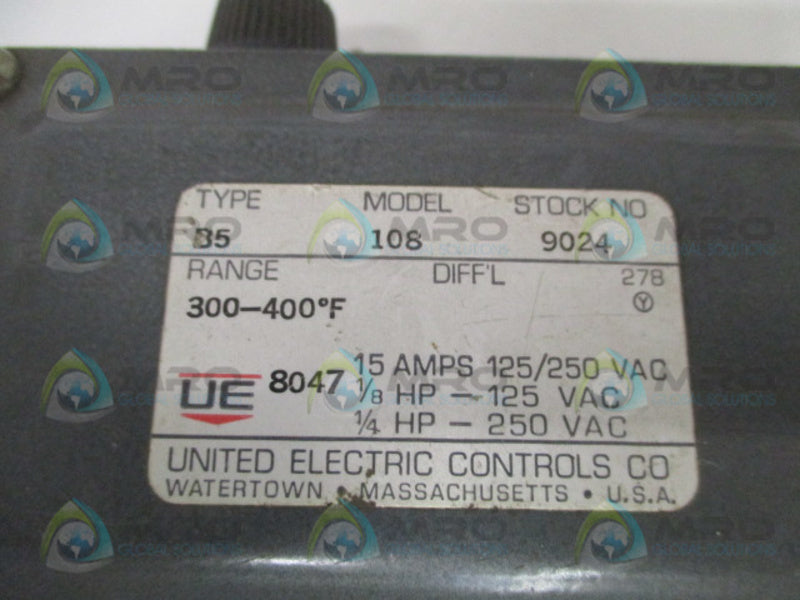 UNITED ELECTRIC B5-108-9024 TEMPERATURE CONTROL 300-400F UNMP